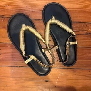Free People Gold and Black Sandals